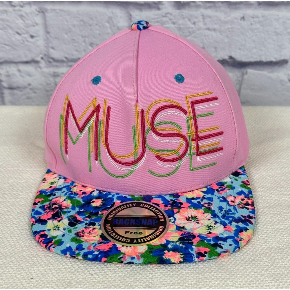Muse Band Snapback Hat Pink‎ Embroidered Floral Hawaiian Tropical ANFY Korea
